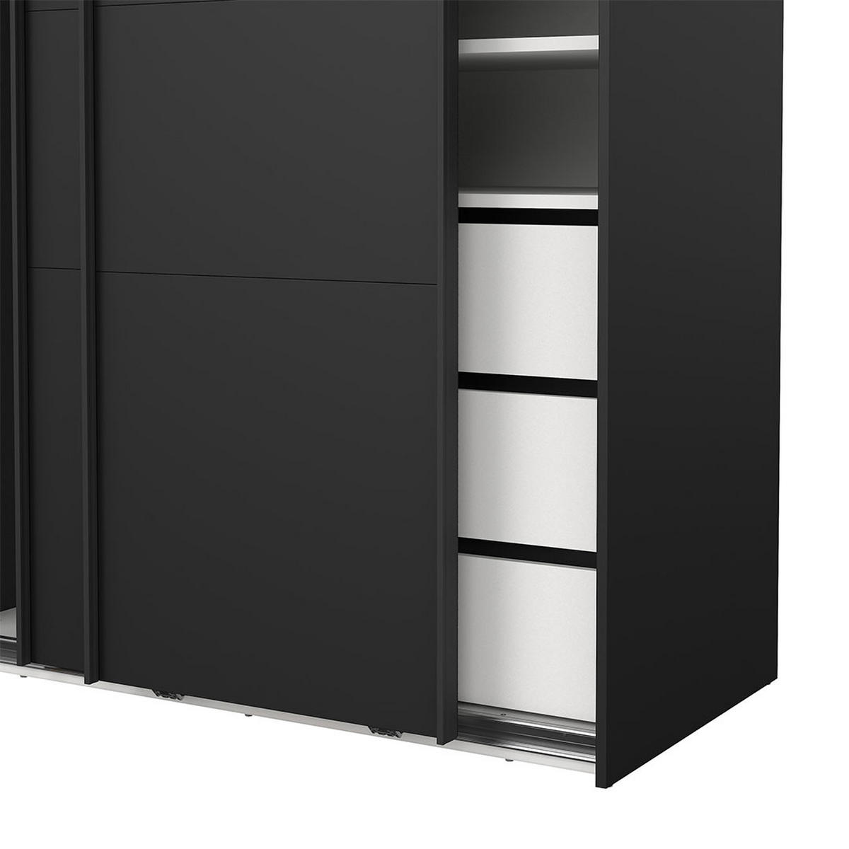 SCHIEBETÜRENSCHRANK, Catania, Schwarz, Holzwerkstoff, 119 x 67 x 201 cm - Schwarz, Holzwerkstoff (119/201/67cm) - ebuy24