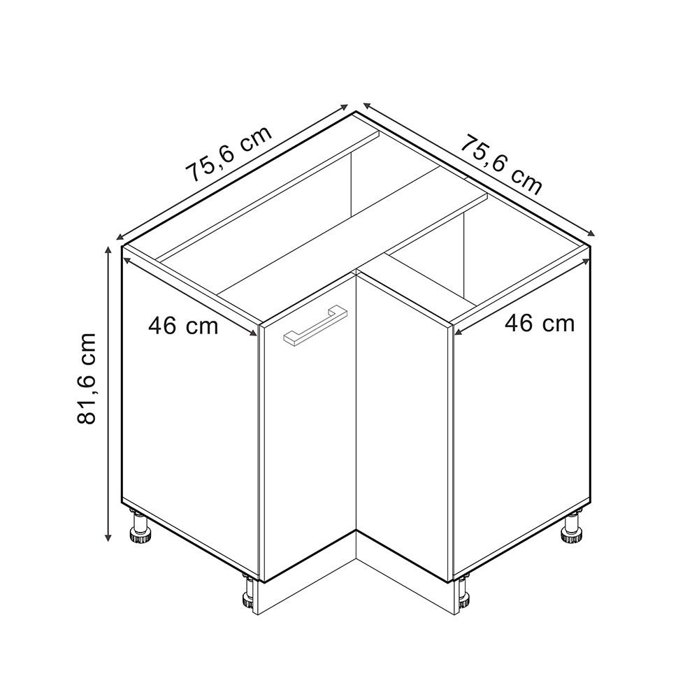 ECKUNTERSCHRANK R-Line Artisan-Eiche 75.6 cm, AP Anthrazit - Eiche Wotan/Eiche Artisan, Holzwerkstoff (75.6/81.6/60cm) - Vicco