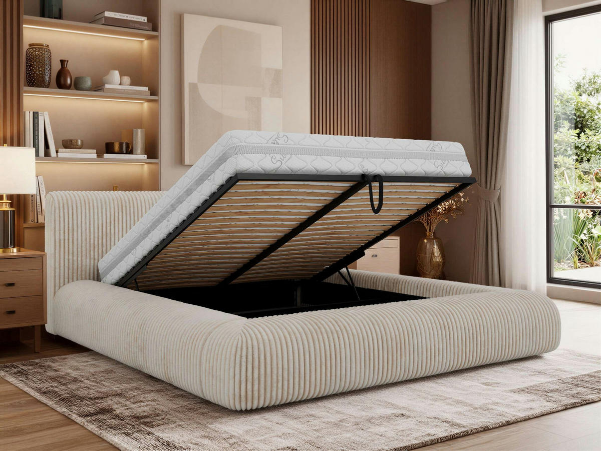 POLSTERBETT TILBEA CLASSIC 180/200 - Beige Cordstoff - ohne Matratze - Beige, Textil (180/200cm) - MKS