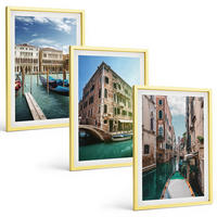 BILDER SET 3er Set - 40x60 cm Goldrahmen - Architektur der Kanäle von Venedig - Goldfarben, Kunststoff (40/60cm) - TULUP