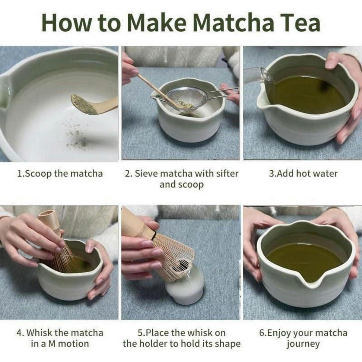 MATCHA Set 5-teiliges Set Wellengrün - Grün, Naturmaterialien (13/8/13cm)