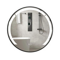 BADSPIEGEL rund schwarz - Schwarz, Glas (60/60/3.5cm) - COSTWAY