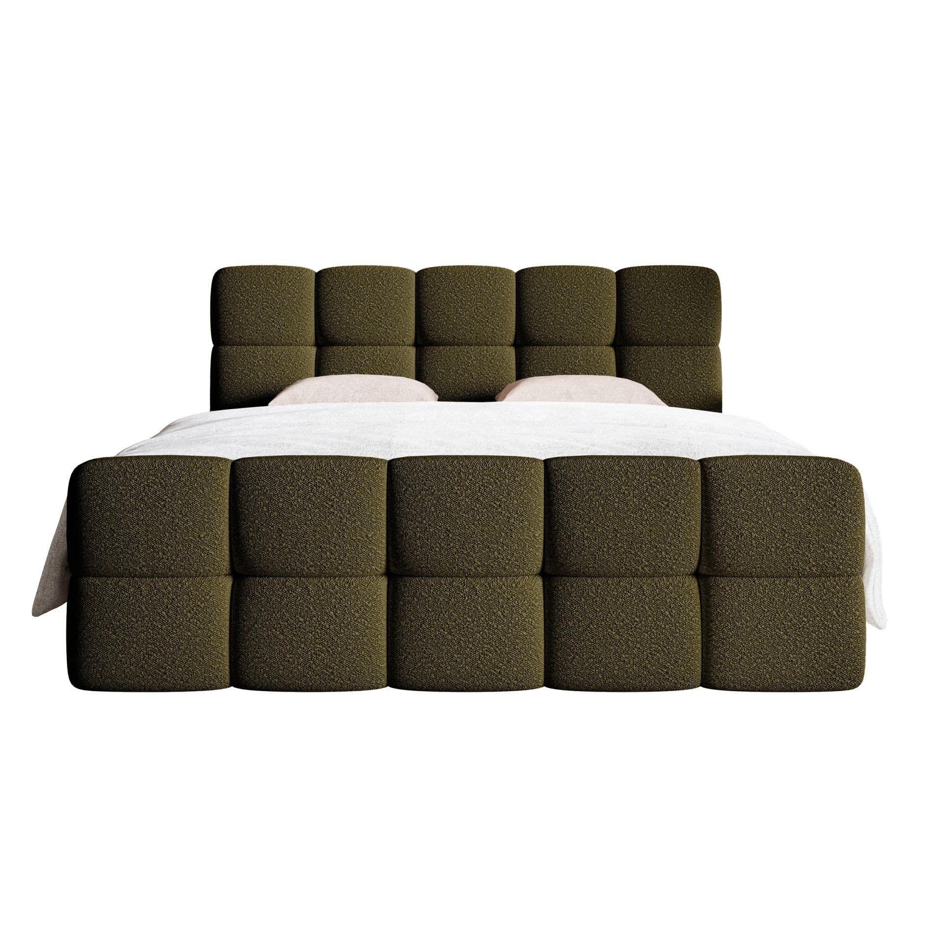 BOXBETT Cloudy Olivgrün mit Bouclé-Bezug 180x200 cm - Schwarz/Olivgrün, Kunststoff/Textil (180/200cm) - Selsey
