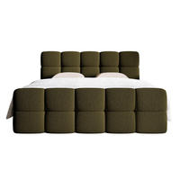 BOXBETT Cloudy Olivgrün mit Bouclé-Bezug 180x200 cm - Schwarz/Olivgrün, Kunststoff/Textil (180/200cm) - Selsey