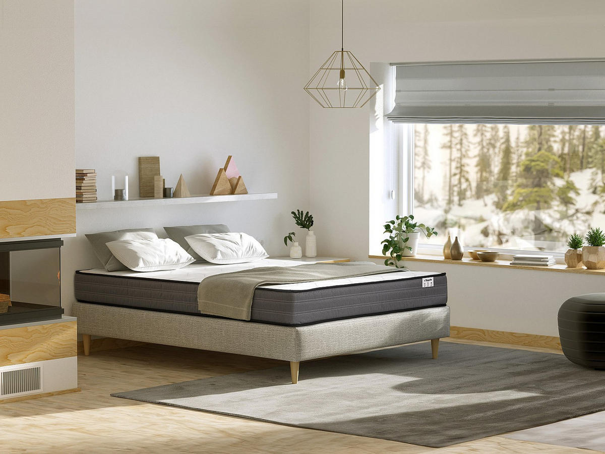 STANDARDMATRATZE - 2 Personen - stoff - weiß Ambracie - Weiß, Textil (140/200cm) - Vente-Unique