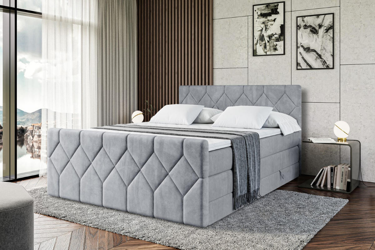 BOXSPRINGBETT CATOR-Z KING - 160x200 - H3/H4 - Grau - Grau, Holzwerkstoff (160/200cm) - ALTDECOR