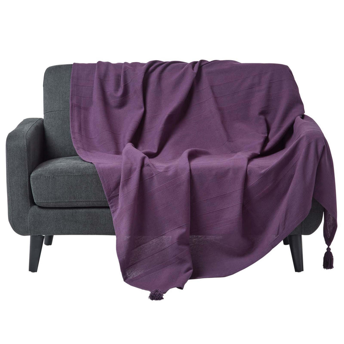 WOHNDECKE Rajput 150/200 cm, 100% Baumwolle - Lila, Textil (150/200cm) - Homescapes