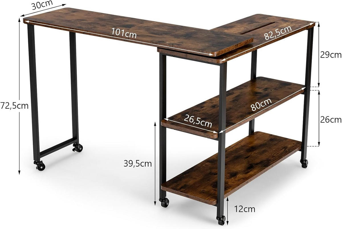 BEISTELLTISCH 73cm Braun - Braun, Holz (157/30/73cm) - COSTWAY