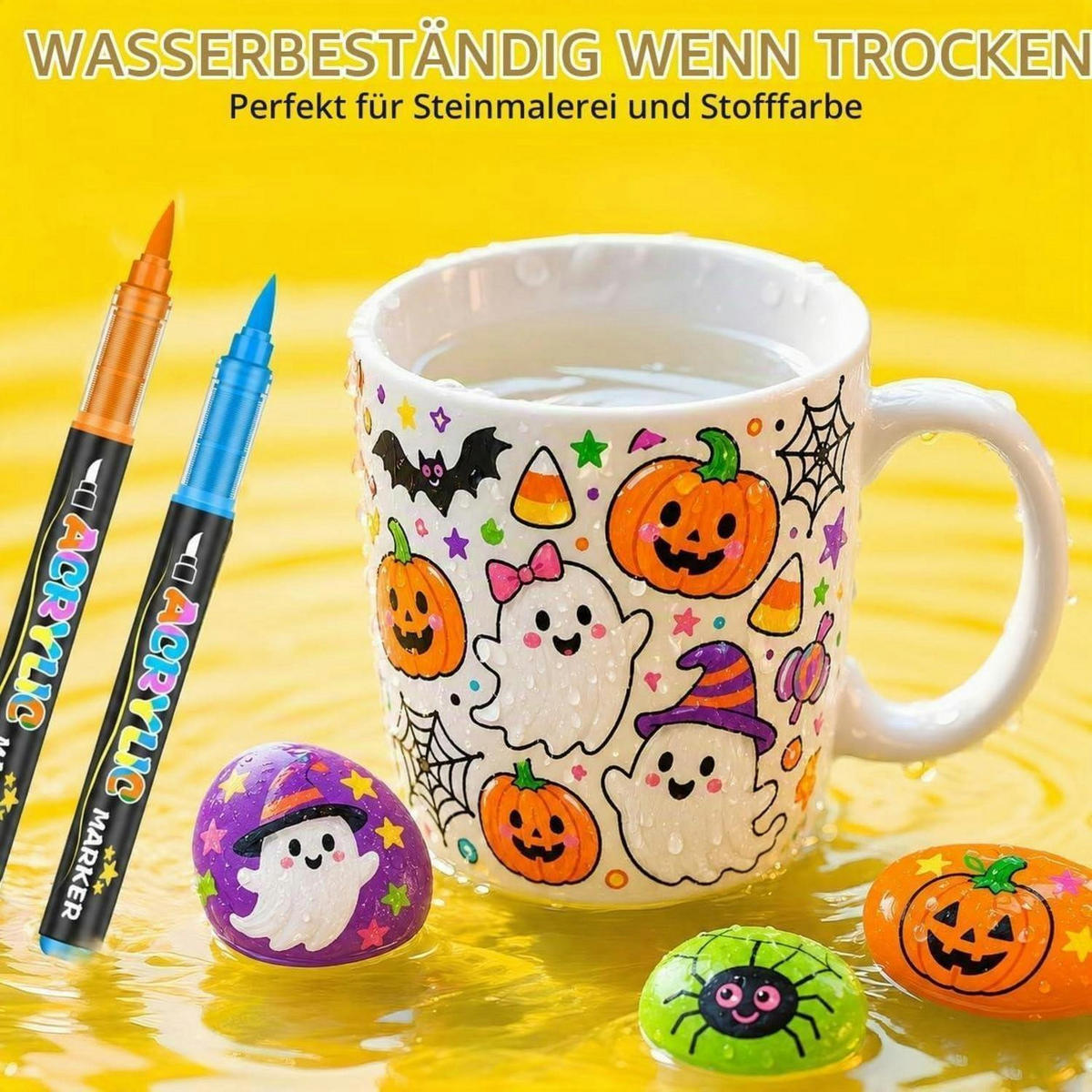 ACRYLSTIFTE Set 90 Farben Wasserfest Pinselspitze - Multicolor, Kunststoff (15/9/21cm)