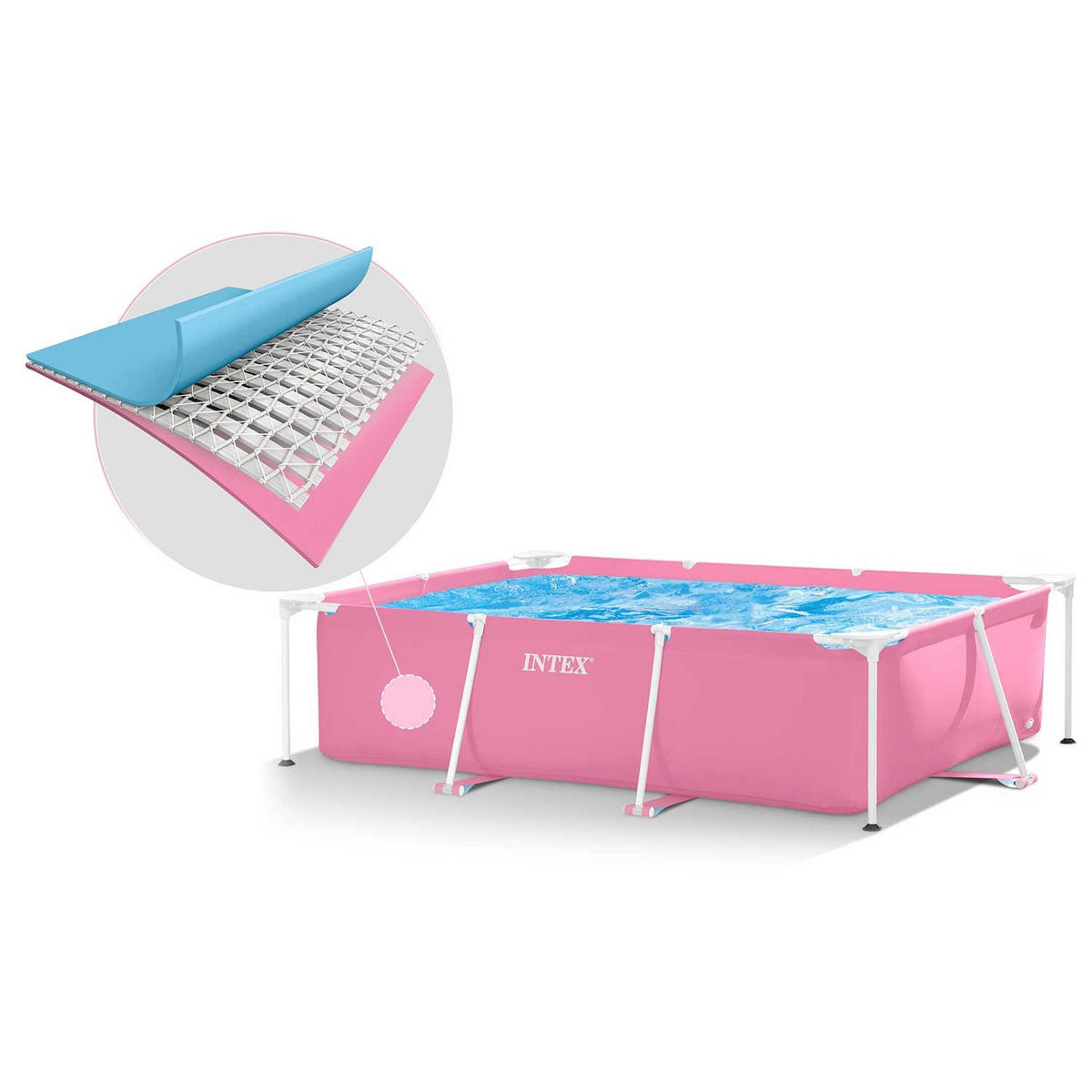 POOL SET 220 x 150 x 60 cm, 2in1 - 28266 - Rosa, Textil (220/60/150cm)