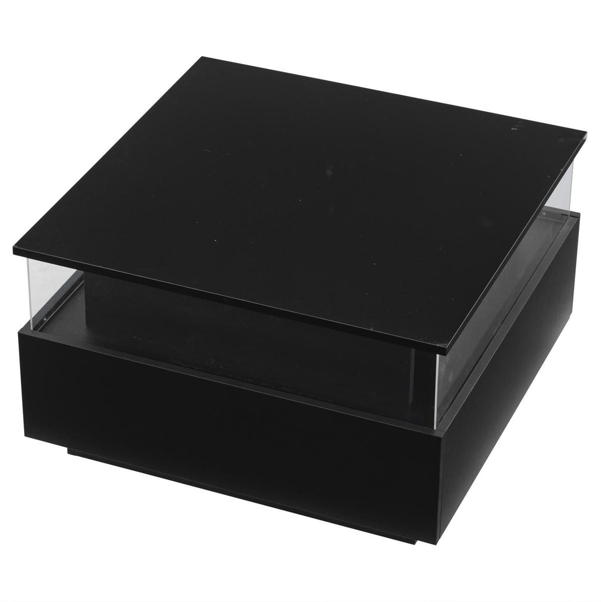 COUCHTISCH aus Spanplatte 70x70x41 cm in Schwarz mit LED & 2 Schubladen - Schwarz, Holzwerkstoff (70/70/41cm) - Modfu