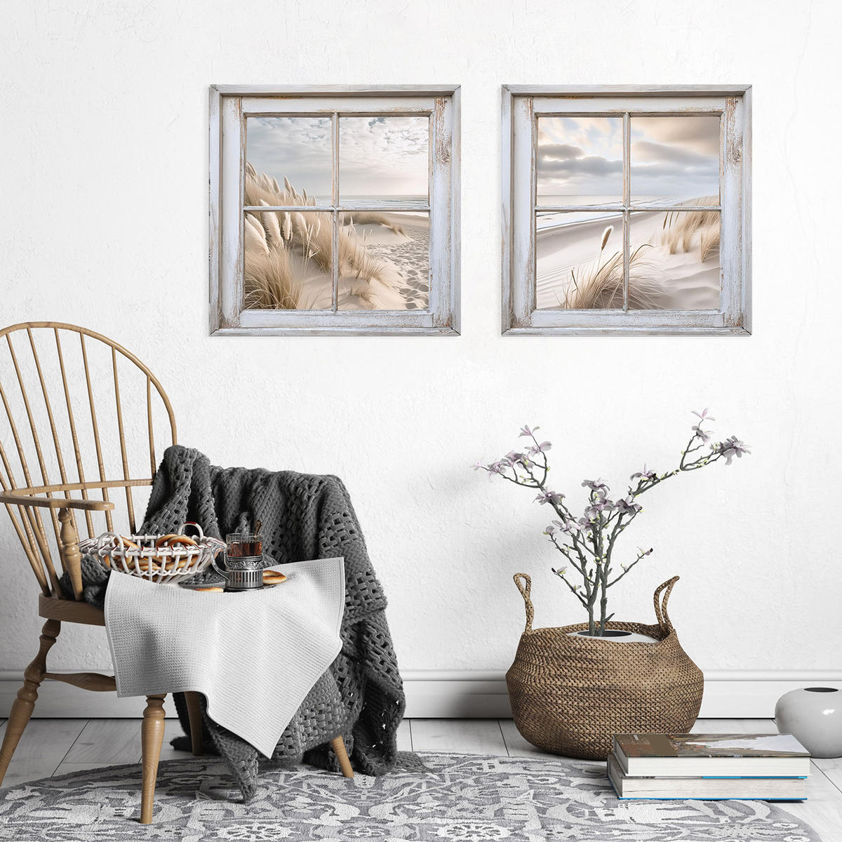 GLASBILD 50x50 cm Fenster Strand - Beige, Glas (50/50cm) - artissimo