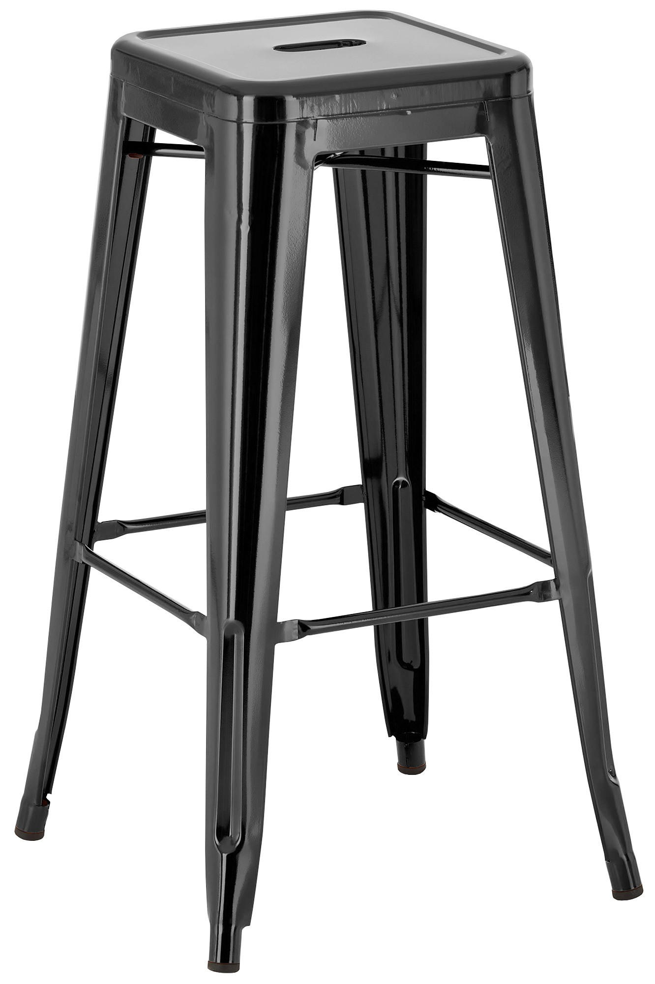 BARHOCKER Metall schwarz - Eukalyptusholzfarben/Schwarz, Metall (43/76/43cm) - CLP