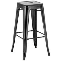 BARHOCKER Metall schwarz - Eukalyptusholzfarben/Schwarz, Metall (43/76/43cm) - CLP