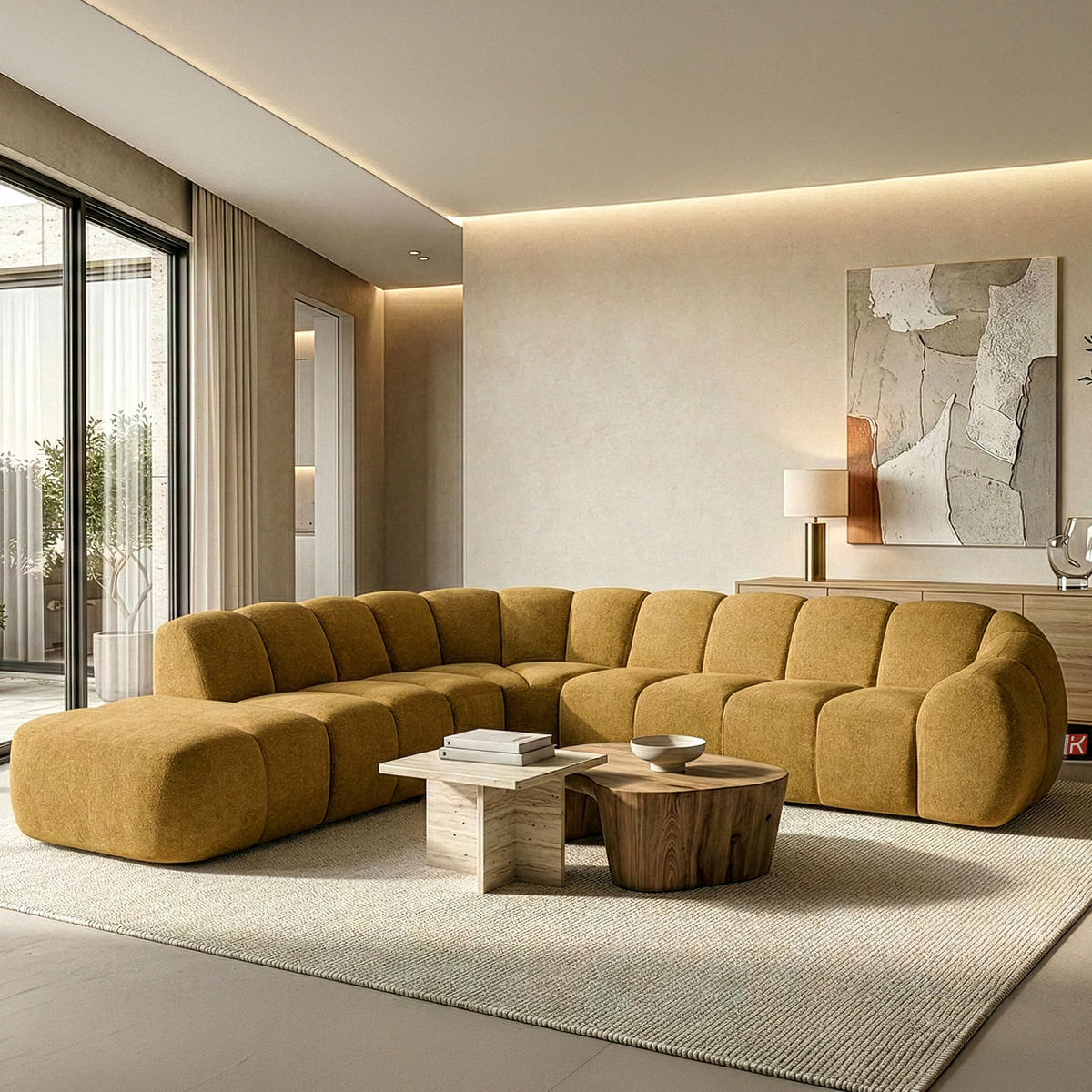 ECKSOFA LINKS FLAVA, Honigfarben - Honig, Holz/Holzwerkstoff (310/314cm) - KONSIMO®