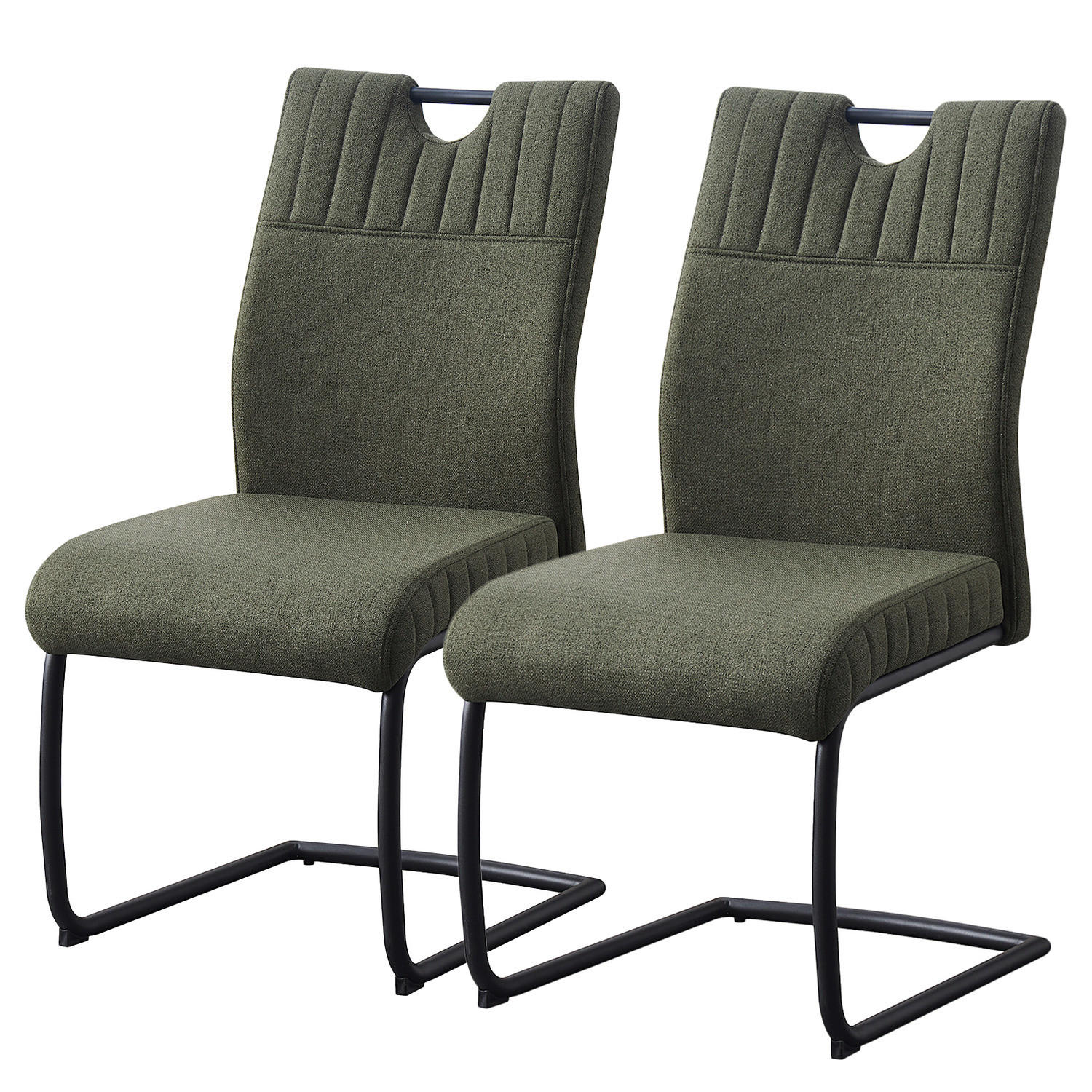 FREISCHWINGER - 2er-Set - Olivgrün, Textil/Metall (49/98/63cm) - home24