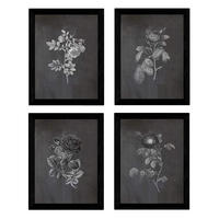 POSTER Set mit 4 Botanischen Stils Rosenkranz Schwarz A3 Rahmenlos - Klar, Papier (29.7/3cm) - Nacnic