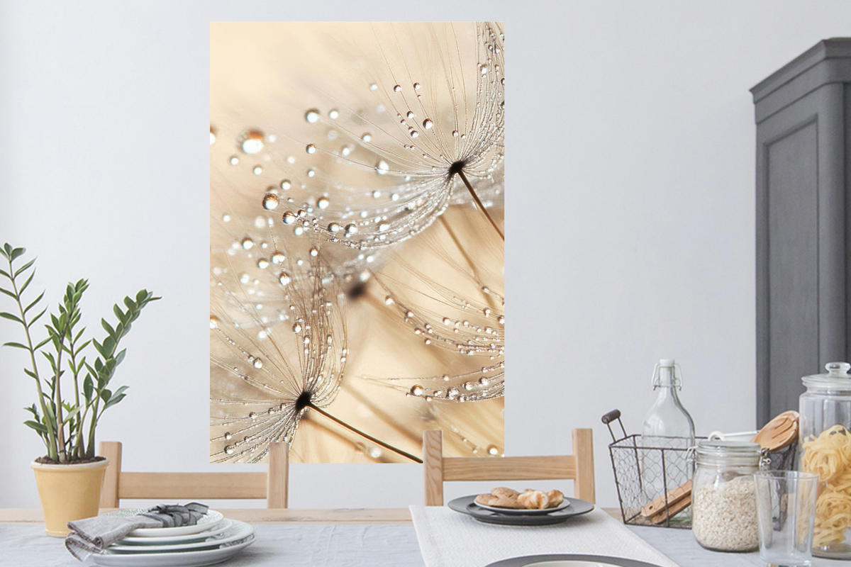 WANDTATTOO Löwenzahn - Abstrakt - Natur - Beige 80x120 cm - Braun, Kunststoff (80/120/0.1cm) - MuchoWow