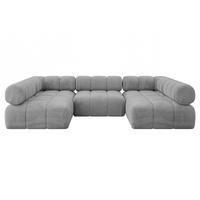 WOHNLANDSCHAFT modulares Sofa Garvo-U1 - 285x190x70 cm Hellgrau Velours - Hellgrau, Holzwerkstoff/Textil (285/70/190cm) - ALTDECOR