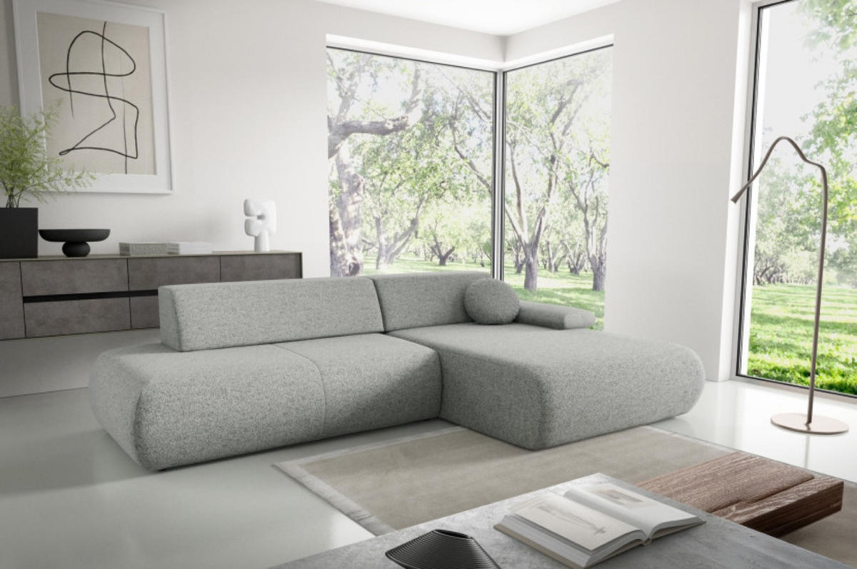 ECKSOFA Grau PENTI Ausziehbar Mit Bettkasten Rechts - Grau, Textil (173.5/286cm) - Sepro Meble