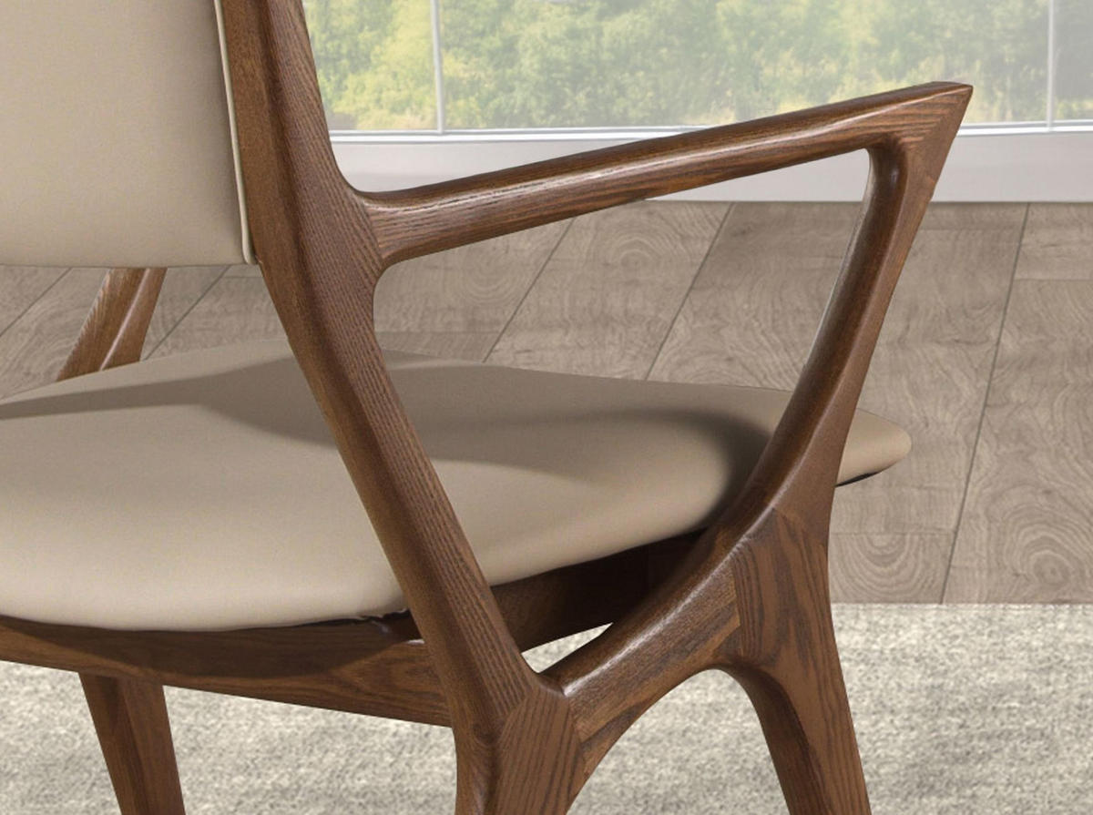 STUHL Stuhl aus nerzfarbenem Kunstleder 56/61/81 cm - Braun, Leder/Holz (56/81/61cm) - ANGEL CERDA