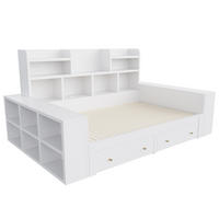AUSZIEHBETT 90/180/200 cm mit Ablagefächern und Schubladen, DE-41646, in Weiß - Weiß, Holzwerkstoff (90/200cm) - ComfortXL
