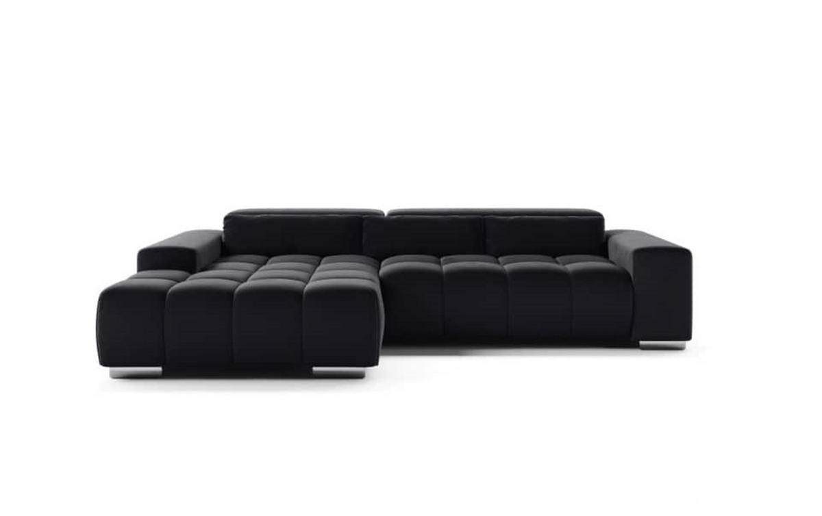 ECKSOFA mit elektrischem Sitzvorschub und verstellbaren Kopflehnen - Chromfarben/Schwarz, Textil (307/186cm) - Cotta