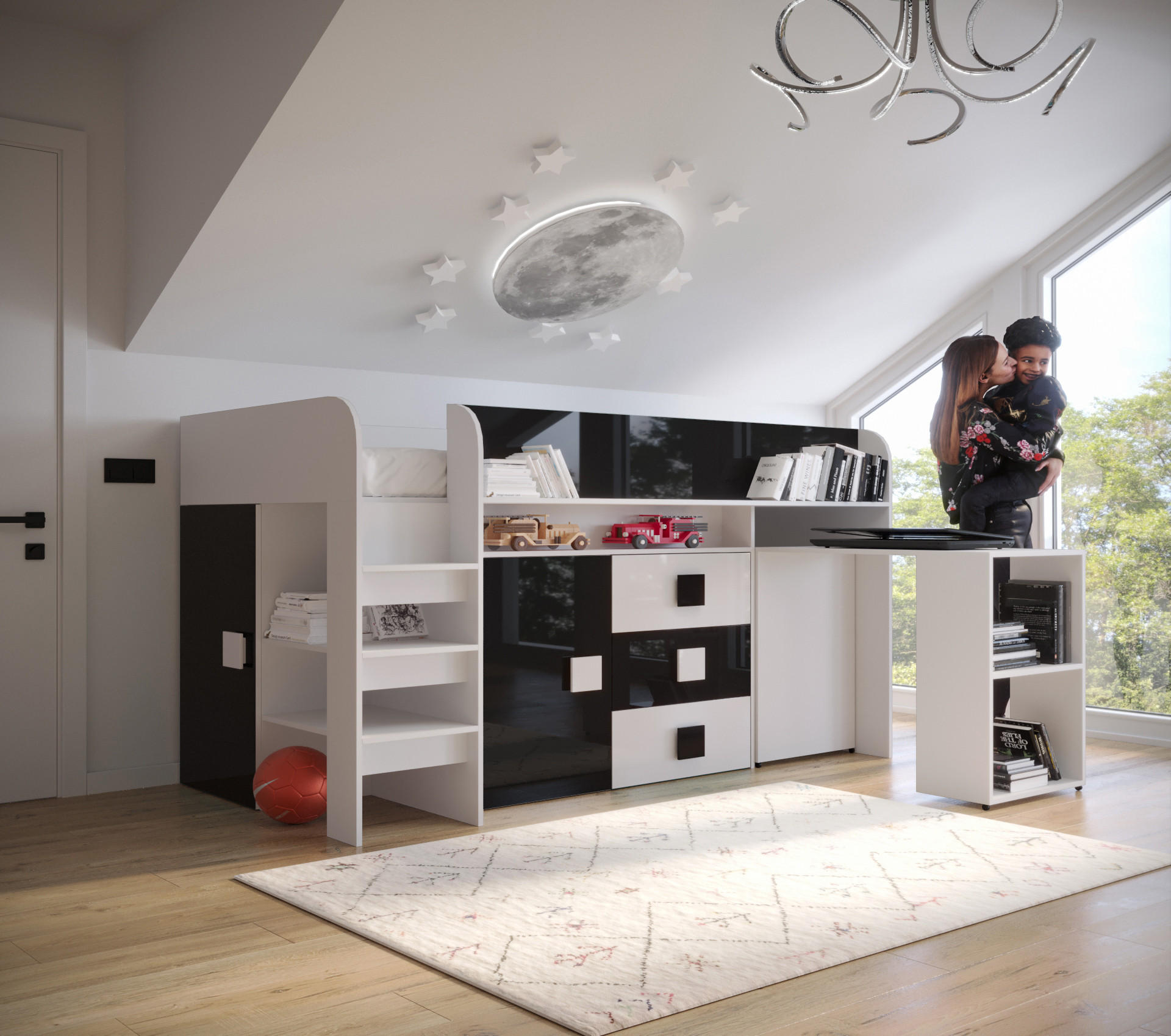 HOCHBETT 203,3/106,6/125 - Schwarz/Weiß, Holz (90/200cm) - MÖBEL KRYSPOL