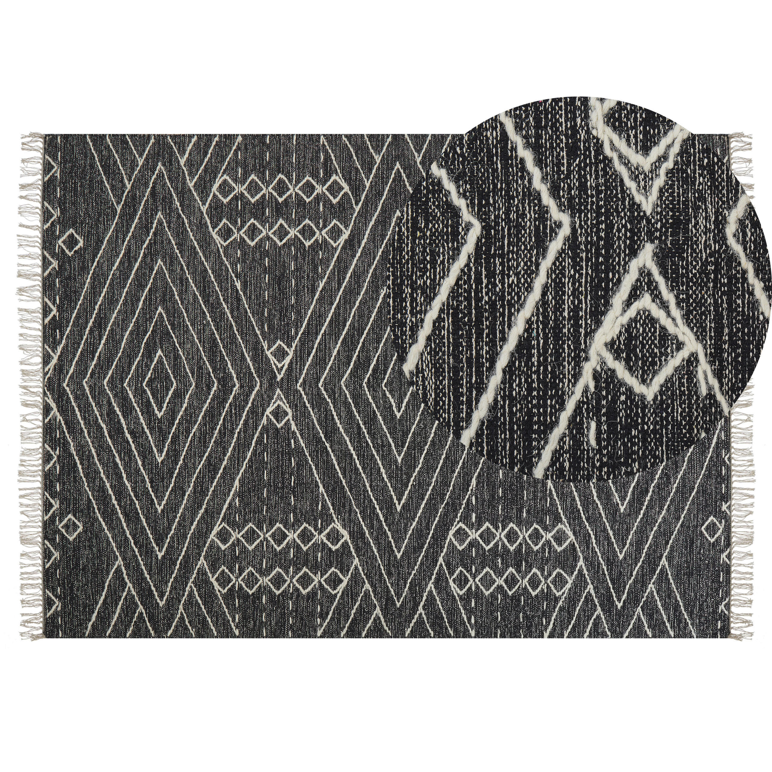 KURZFLOR-TEPPICH Khenifra 200/140 cm - Schwarz, Textil (140/200cm) - Beliani