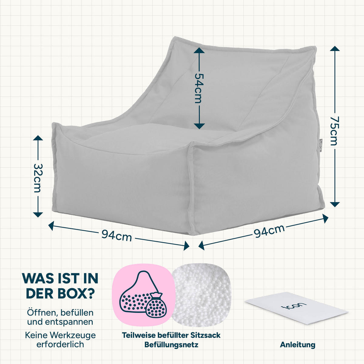 SITZSACK Outdoor Alto - Blau, Textil (94/75/94cm) - icon