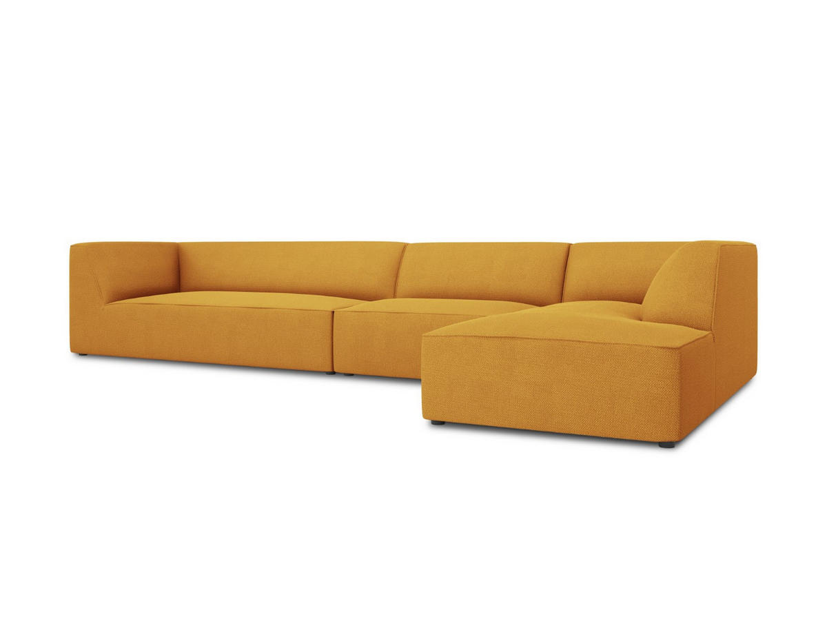 ECKSOFA rechts Ruby aus strukturiertem Stoff gelb 5 Sitzplätze - Gelb, Textil (180/366cm) - Micadoni