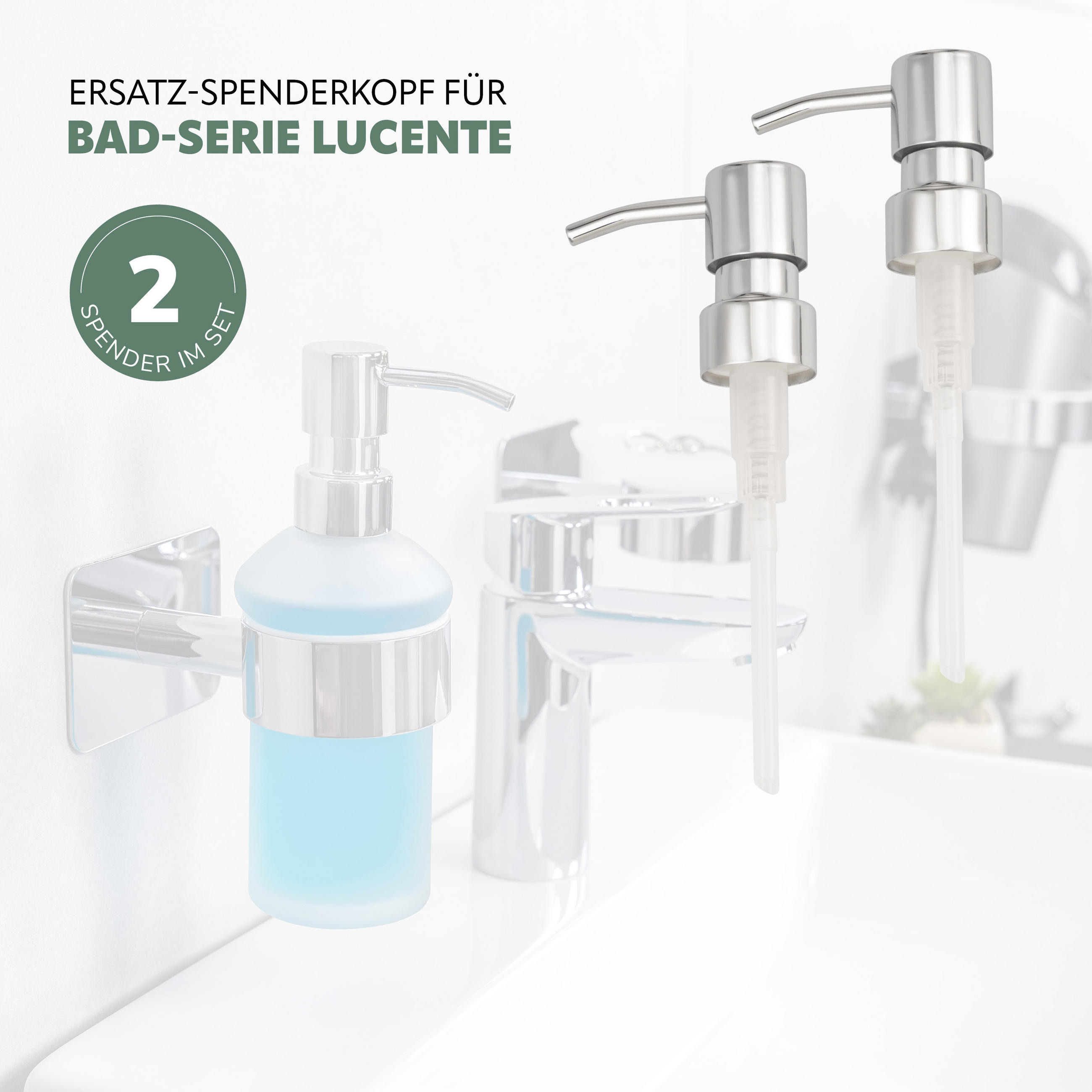 SEIFENSPENDERKOPF 2er Set LUCENTE - Chromfarben, Metall (6.7/16.5/3.1cm) - bremermann