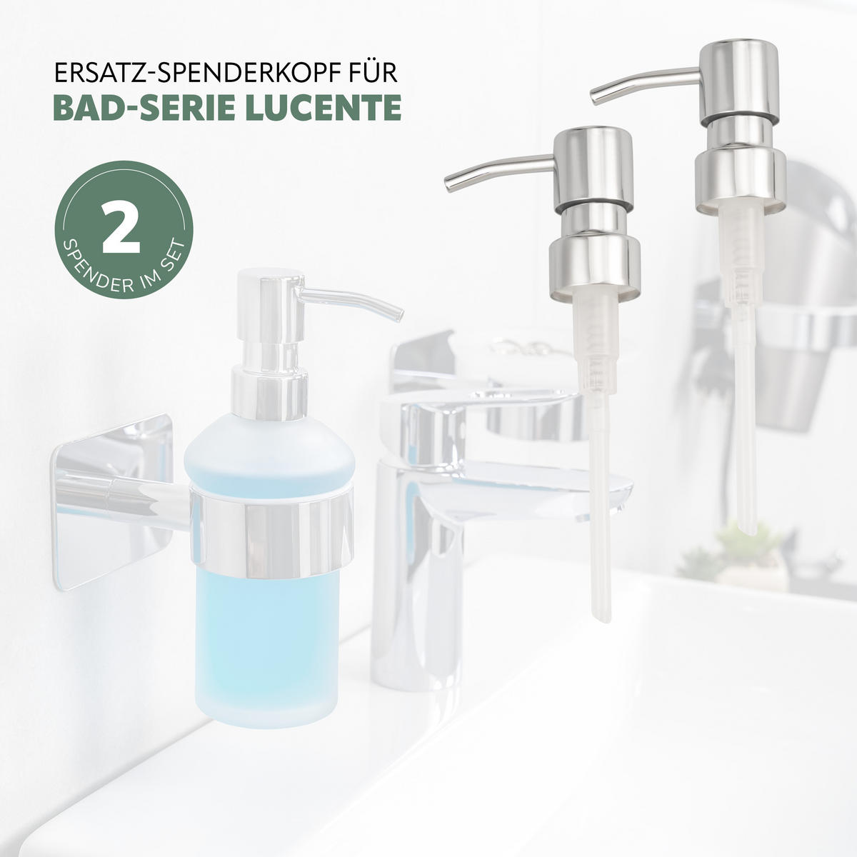 SEIFENSPENDERKOPF 2er Set LUCENTE - Chromfarben, Metall (6.7/16.5/3.1cm) - bremermann