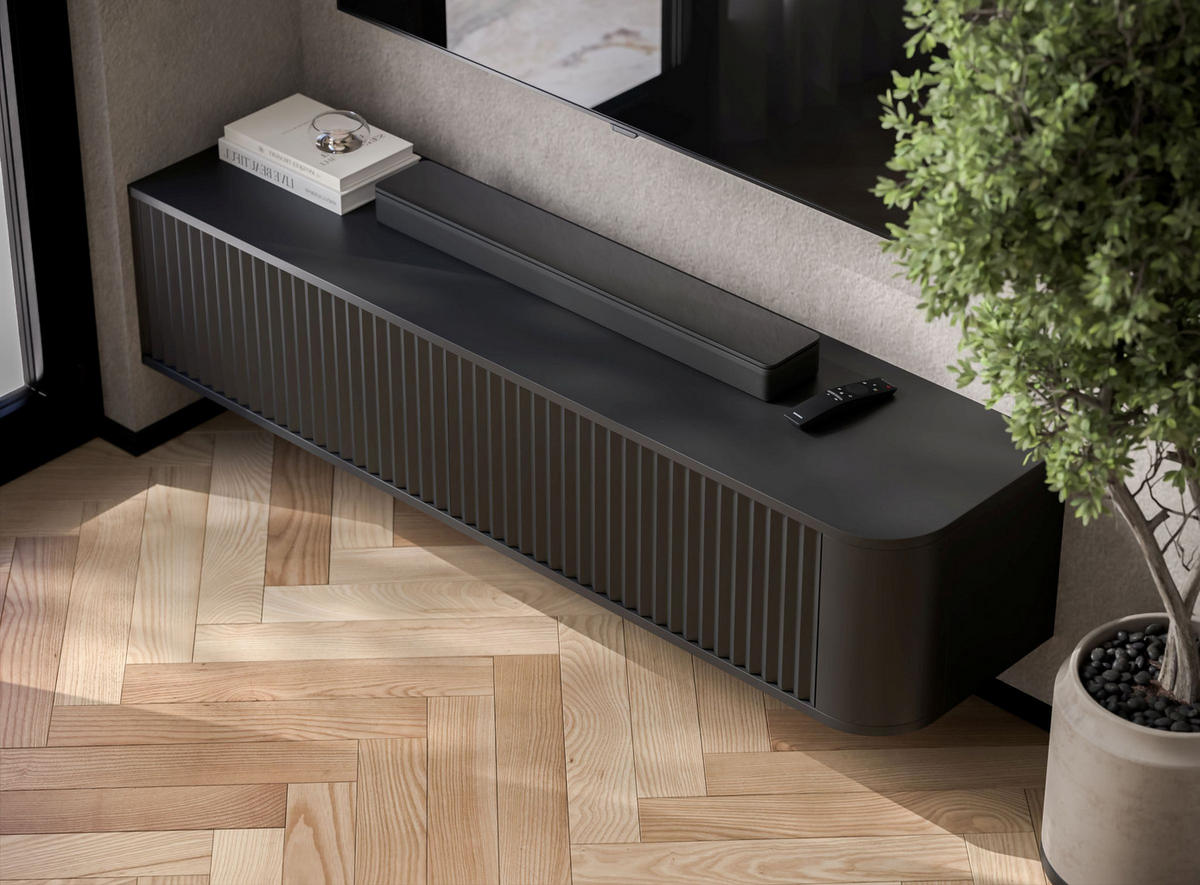 TV komoda Aurora matná čierna 140 cm - čierna, kompozitné drevo (140/30/35cm) - Meble Lindner