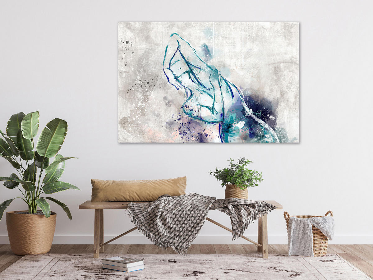 KUNSTDRUCK Grau 60/40 cm - Blau/Grau, Textil (60/40cm) - KUNSTLOFT