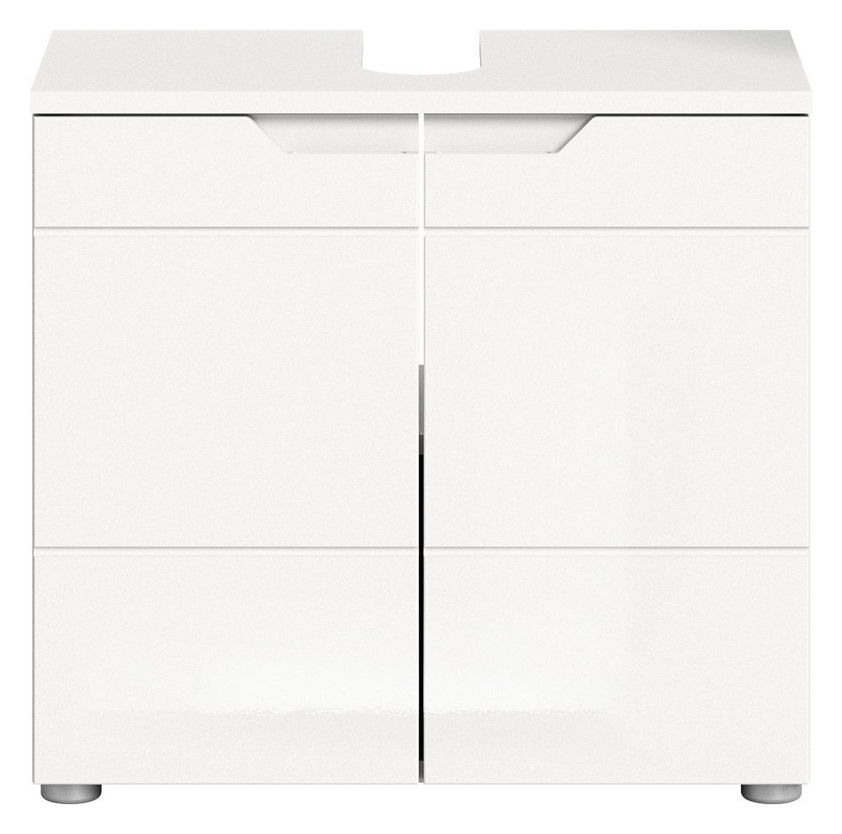 WASCHBECKENUNTERSCHRANK SOLERO (B/H/T: ca. 63/59/34 cm) in Weiß/weiß hochglanz - Weiß, Holzwerkstoff (63/59/34cm)