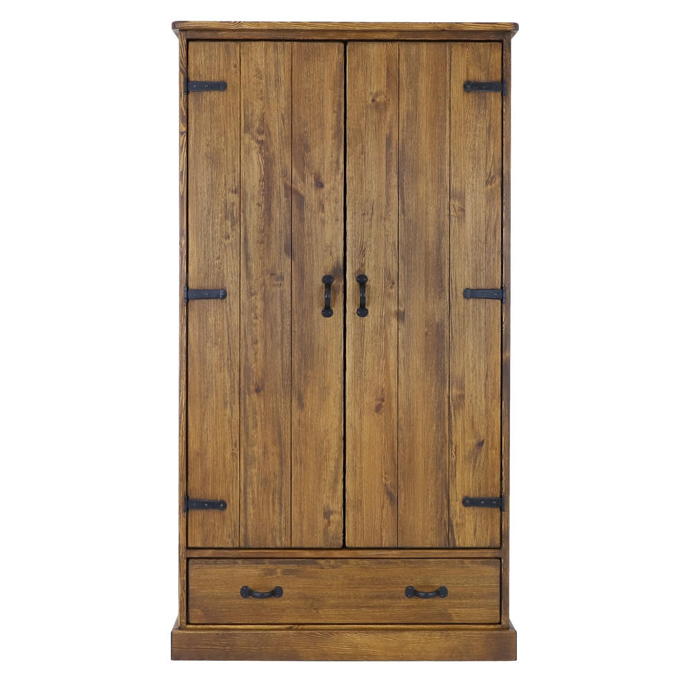 KLEIDERSCHRANK aus Massivholz Rustyk 2D - Dunkelbraun/Schwarz, Holz (105/190/60cm) - Seart