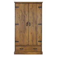 KLEIDERSCHRANK aus Massivholz Rustyk 2D - Dunkelbraun/Schwarz, Holz (105/190/60cm) - Seart