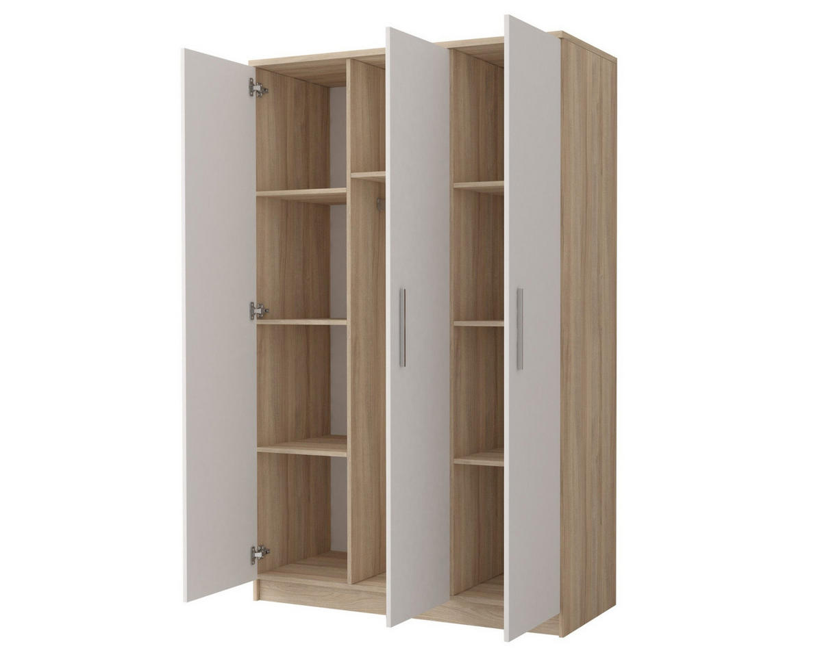 KINDERKLEIDERSCHRANK OLMO 19 120/50/192 Weiß/Sonoma Eiche - Weiß/Sonoma Eiche, Holzwerkstoff (120/192/50cm) - Deine Möbel 24