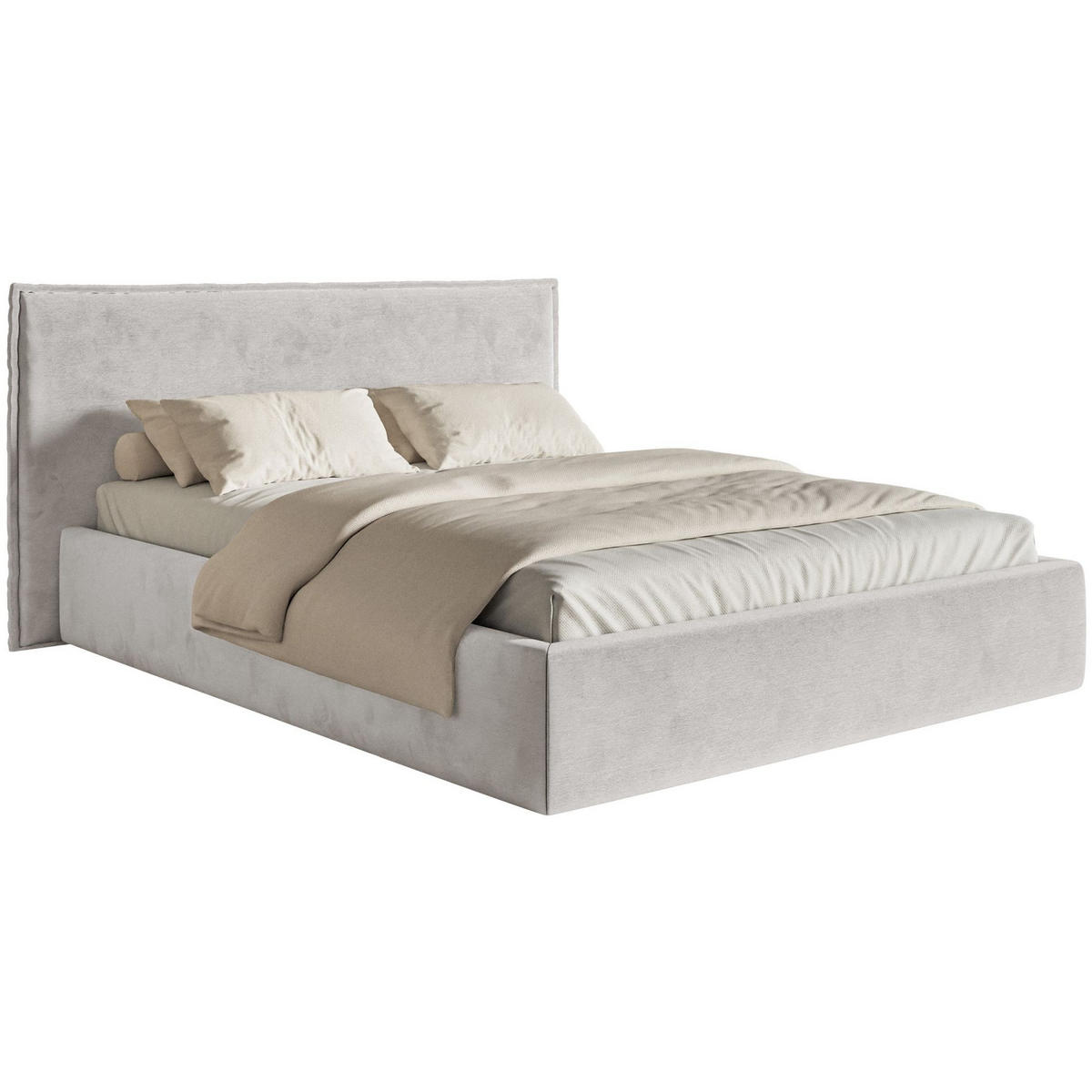 POLSTERBETT Softie Hellgrau Velours 180x200 - Hellgrau, Textil (180/200cm) - Selsey