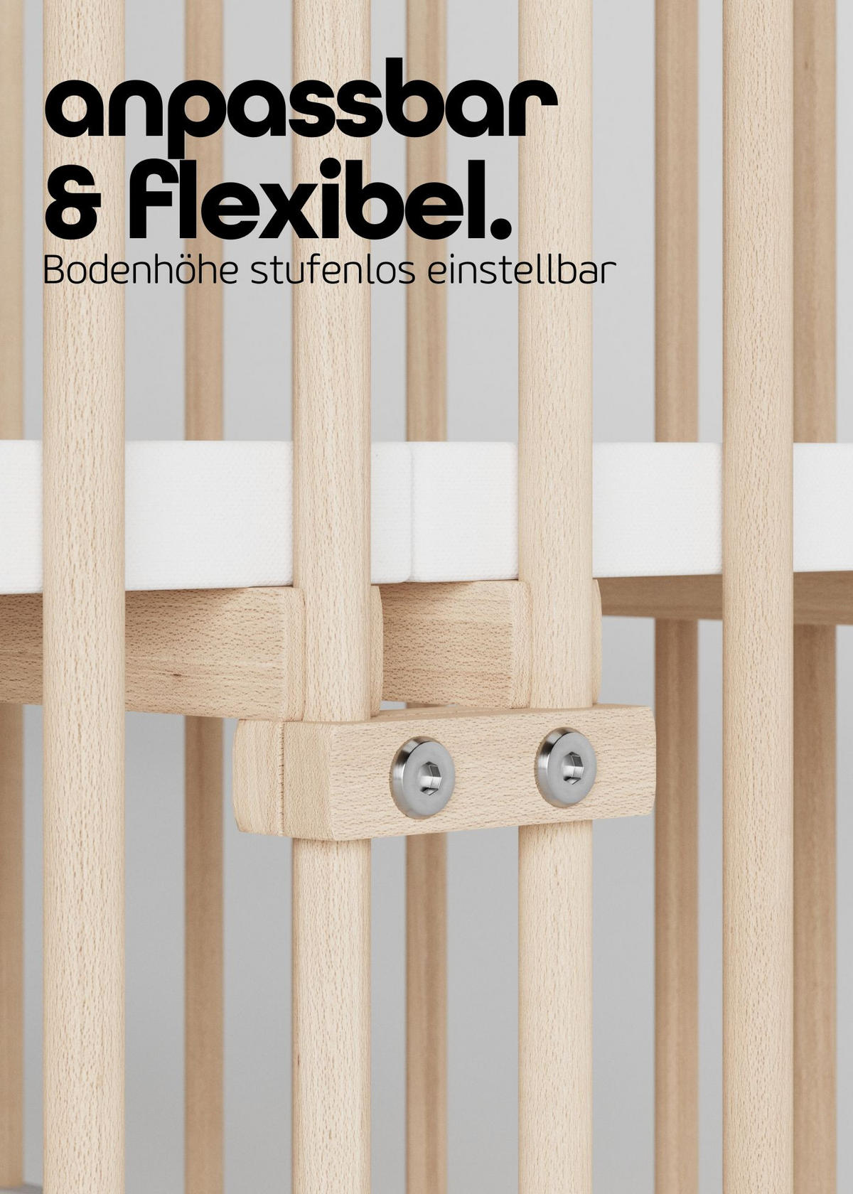 LAUFGITTER 75x100 cm mit Matratze Cloud Air & Lattenrost - weiß/natur - Premium Kollektion - Weiß/Naturfarben, Holz (100/74/75cm) - Sämann – make a difference.