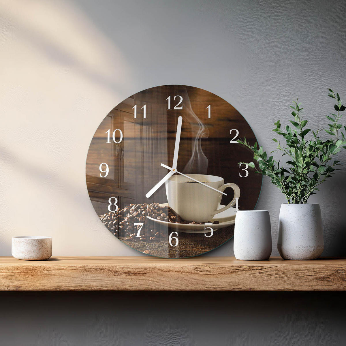 WANDUHR fi30 cm - Kaffee - Braun, Glas (30/30/0.4cm) - TULUP