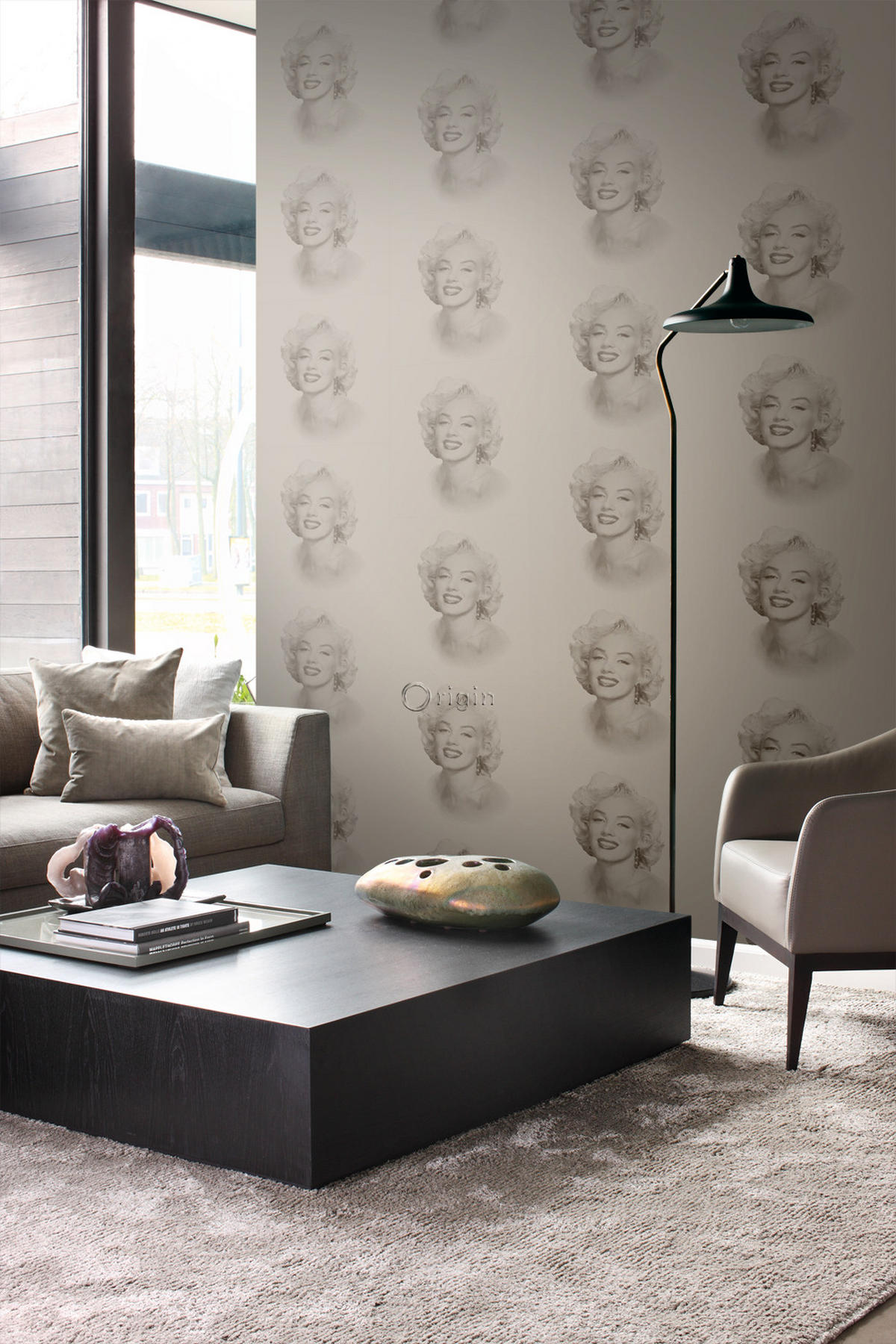 TAPETE Marilyn Monroe 53 cm x 10.05 m - Gelb, Papier (53/1000cm) - Origin Wallcoverings