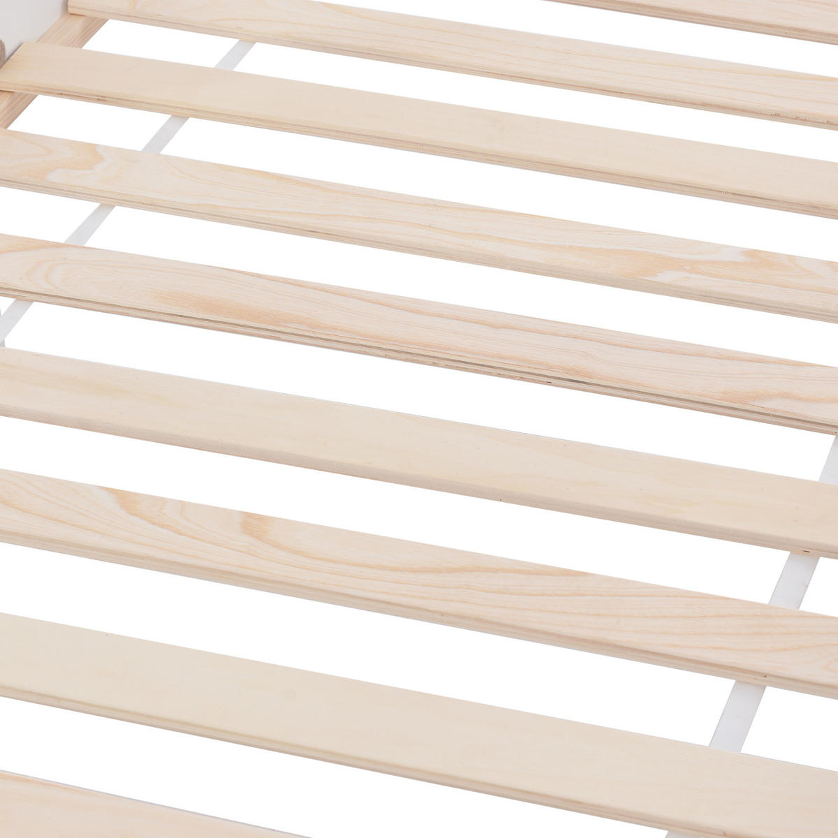 KINDEREINZELBETTEN aus Kiefer 90x200 cm in Weiß mit Ablageregal & Rausfallschutz - Weiß, Holz (90/200cm) - Modfu