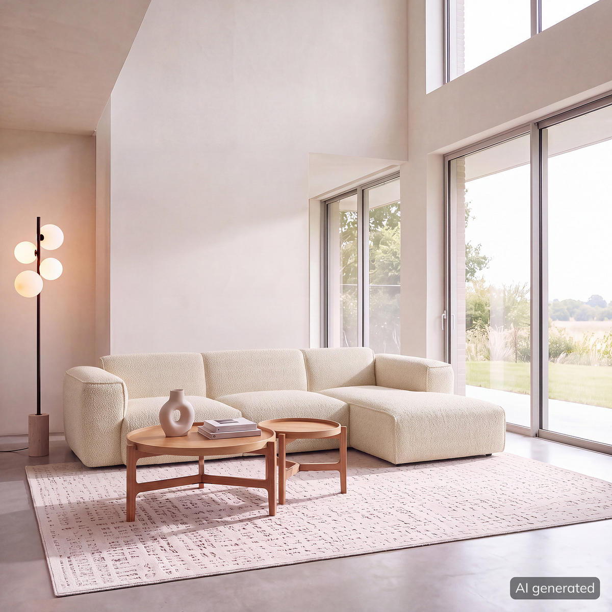 3-SITZER ECKSOFA mit Longchair - Beige/Schwarz, Kunststoff/Textil (284/173cm) - home24