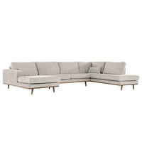 WOHNLANDSCHAFT mit Longchair - Eichefarben/Grau, Eichenholz/Textil (371/81/219cm) - home24