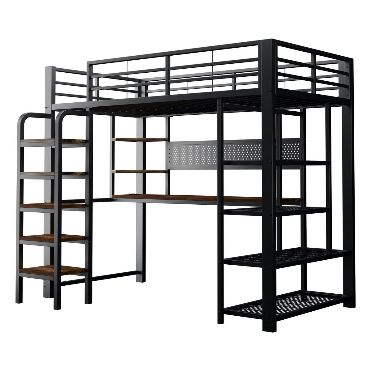 HOCHBETT 90/200 cm DE-32557 mit LED, Steckdose und Lochblech Schwarz - Schwarz, Metall (90/200cm) - ComfortXL