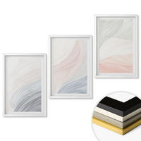 WANDBILDER 3er-Set - 40x60 cm Weißer Rahmen - Abstrakte Wellen, Karton, Pastell - Weiß, Kunststoff (40/60cm) - ArtPrintCave