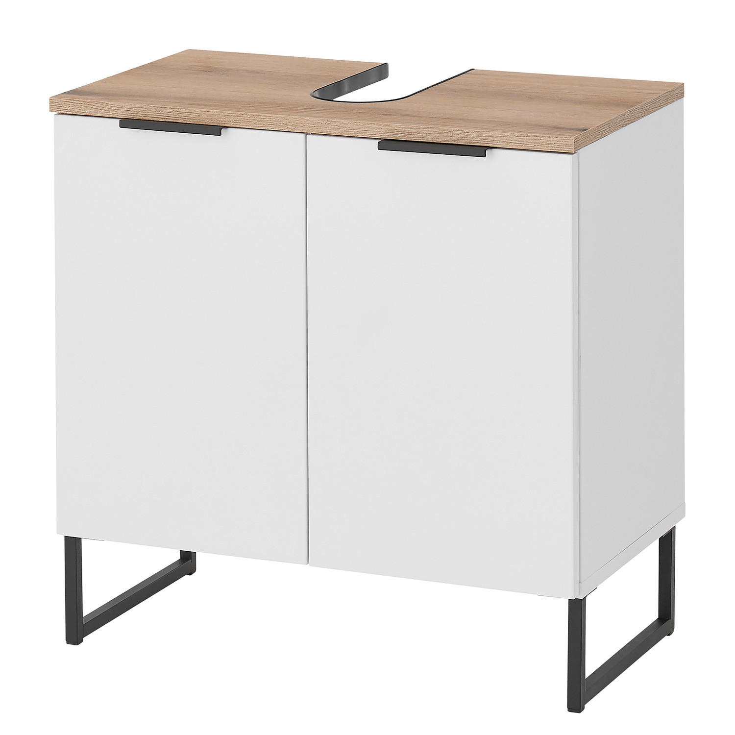 WASCHBECKENUNTERSCHRANK mit 2 Türen - Schwarz/Weiß, Holzwerkstoff/Metall (60/60/35cm) - home24