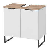 WASCHBECKENUNTERSCHRANK mit 2 Türen - Schwarz/Weiß, Holzwerkstoff/Metall (60/60/35cm) - home24